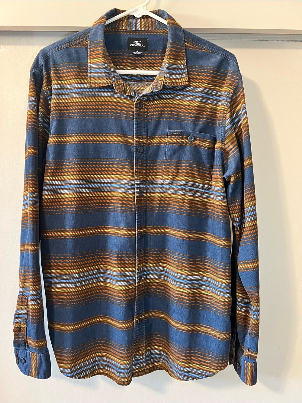 Men’s O'Neill Blue and Brown Striped Button-Up Shirt